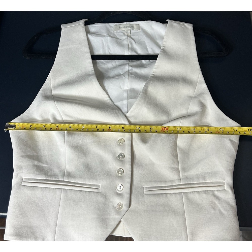 Favorite Daughter Ivory Favorite Tailored Vest Women M Crop V Neck Classy $188 - Picture 12 of 13